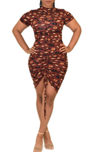 Load image into Gallery viewer, Ruched leopard dress
